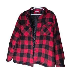 Mens shacket Sonoma Red Black Buffalo Plaid Quilted Flannel Shirt Jacket L